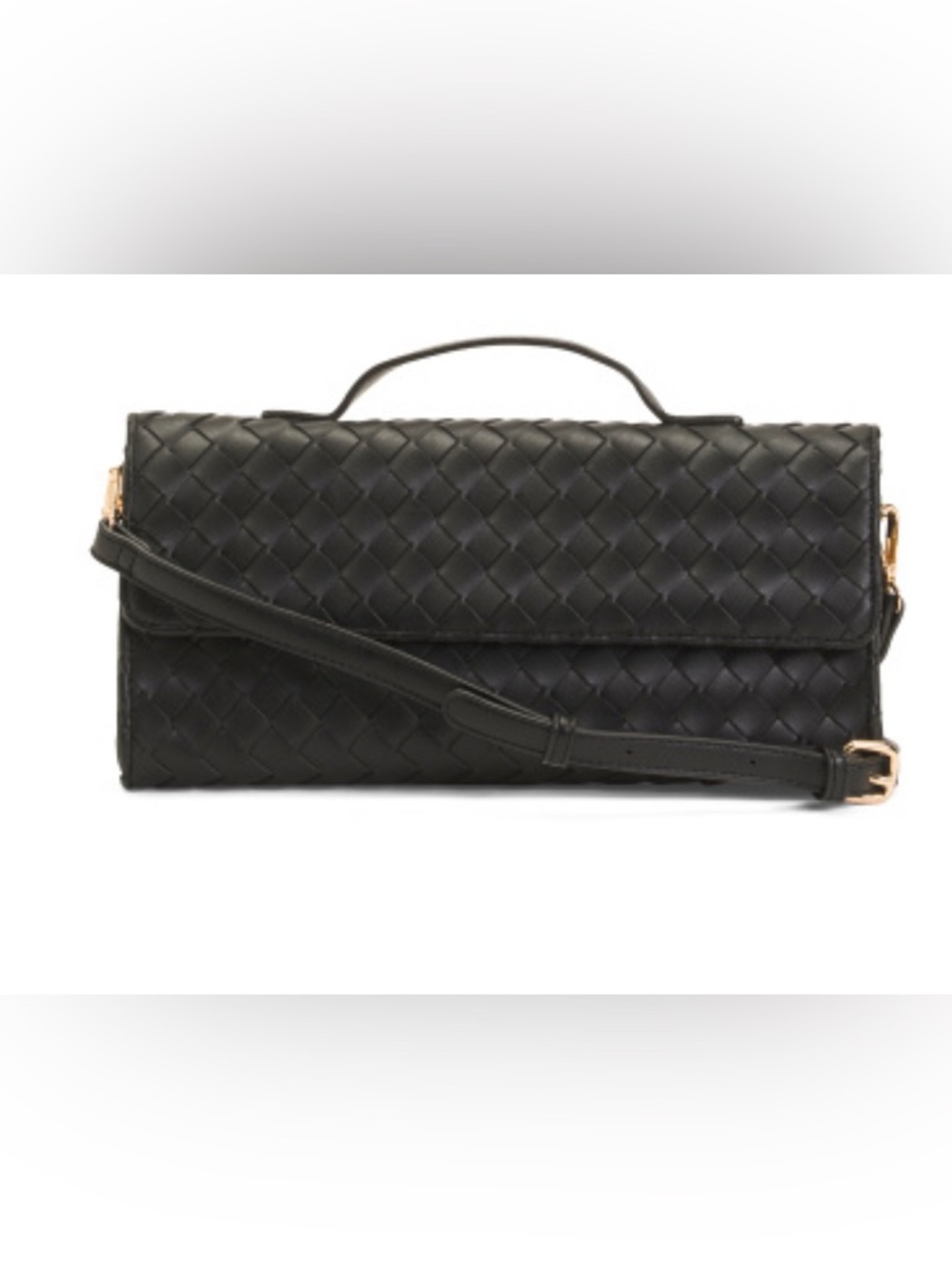 Bethany Black Top Handle Woven Clutch/crossbody Urban Expressions
